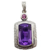 SJ1375 - Amethyst with Pink Tourmaline and Diamond Pendant Set in 18 Karat White Gold