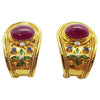 SJ1633 - Ruby with Emerald, Blue Sapphire and Diamond Earrings Set in 18 Karat Gold