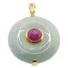 JP0006R - Jade & Cabochon Ruby Pendant Set in 18 Karat Gold Setting
