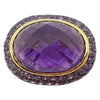 SJ1287 - Cabochon Amethyst with Amethyst Ring Set in 18 Karat Gold Settings
