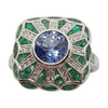 SJ1167 - Blue Sapphire with Emerald and Diamond Ring Set in 18 Karat White Gold Settings