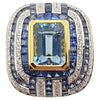 SJ1166 - Aquamarine with Blue Sapphire and Diamond Ring Set in 18 Karat Gold Settings