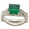 SJ1177 - Emerald with Diamond Ring Set in Platinum 950 Settings