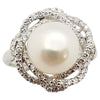 JR1825Y - Pearl with Diamond Ring Set in 18 Karat White Gold Setting
