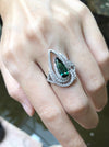 JR0381S - Green Tourmaline & Diamond Ring in 18k White Gold Setting