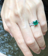 SJ1177 - Emerald with Diamond Ring Set in Platinum 950 Settings