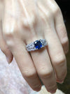 SJ1446 - Blue Sapphire with Diamond Ring Set in 18 Karat White Gold Settings