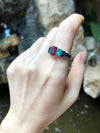 SJ1846 - Ruby, Emerald and Blue Sapphire Ring Set in 18 Karat White Gold Settings