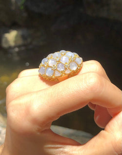 JR1345R - Star Sapphire & Diamond Rings Set in 18 Karat Gold Setting