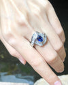 SJ1166 - Blue Sapphire with Diamond Ring Set in Platinum 900 Settings