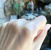 SJ6187 - Carved Aquamarine with Diamond Ring Set in 18 Karat White Gold Settings