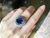 SJ1866 - Blue Sapphire with Diamond Ring Set in 18 Karat White Gold Settings