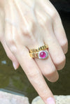 JRB8382 - Cabochon Ruby & Diamond Serpent Ring Set in 18 Karat Gold Setting