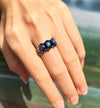SJ2866 - Blue Star Sapphire with Diamond Ring Set in 18 Karat White Gold Settings
