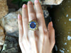 SJ2535 - Blue Sapphire with Yellow Sapphire and Diamond Ring Set in 18 Karat White Gold