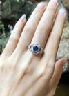 SJ1386 - Blue Sapphire with Diamond Ring Set in 18 Karat Gold Settings