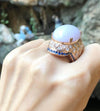 SJ2069 - Lavender Jade with Diamond and Blue Sapphire Ring Set 18 Karat Rose Gold Setting