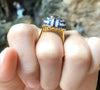 SJ1166 - Aquamarine with Blue Sapphire and Diamond Ring Set in 18 Karat Gold Settings