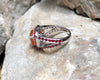 SJ6176 - Fire Opal with Orange Sapphire and Diamond Ring in 18 Karat White Gold Settings