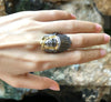 SJ1228 - Diamond Native American Ring Set in 18 Karat Gold Settings