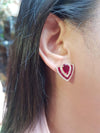 SJ2435 - Ruby with Diamond Earrings Set in 18 Karat Rose Gold Settings
