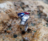SJ1886 - GIA Certified Heart Shape Burmese Ruby, Sapphire with Diamond Ring in Platinum