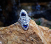 SJ6083 - Blue Sapphire with Diamond Ring Set in 18 Karat White Gold Settings
