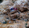 SJ1886 - GIA Certified Heart Shape Burmese Ruby, Sapphire with Diamond Ring in Platinum