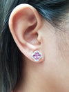 SJ6223 - Pink Sapphire with Diamond Clover Earrings Set in 18 Karat White Gold Settings