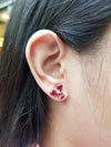 JE0465R - Ruby & Diamond Earrings Set in 18 Karat Rose Gold Setting