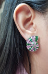 SJ1873 - Tsavorite with Pink Sapphire Sea Shell Earrings Set in 18 Karat White Gold