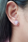 JE0086Q - Pink Sapphire & Diamond Earrings Set in 18 Karat White Gold Setting