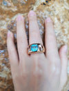 SJ2153 - Carved Aquamarine with Morganite Ring Set in 18 Karat Gold Settings
