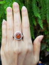 SJ6299 - Fire Opal with Orange Sapphire and Diamond Ring Set in 18 Karat White Gold