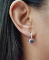 SJ6208 - Emerald with Diamond and Pink Sapphire Earrings Set in 18 Karat White Gold