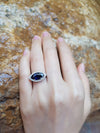 SJ2111 - Marquise Blue Sapphire with Diamond Ring Set in 18 Karat White Gold Settings
