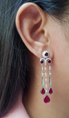 SJ6151 - Ruby with Diamond Earrings Set in 18 Karat White Gold Settings