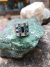 SJ1749 - Blue Sapphire, Tsavorite with Diamond Ring Set in 18 Karat White Gold Settings