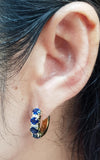 SJ2166 - Blue Sapphire with Diamond Huggies/Hoop Earrings Set in 18 Karat Gold Settings