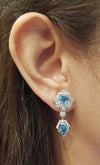 SJ2092 - Blue Topaz with Diamond Earrings Set in 18 Karat White Gold Settings