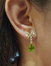 SJ6179 - Peridot with Diamond Bow Earrings Set in 18 Karat Gold Settings