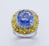 SJ2535 - Blue Sapphire with Yellow Sapphire and Diamond Ring Set in 18 Karat White Gold