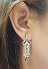 SJ1472 - Diamond and Pink Sapphire Earrings Set in 18 Karat White Gold Settings