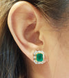 SJ1599 - Emerald with Diamond Earrings Set in 18 Karat White Gold Settings