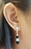 SJ6181 - Onyx with Diamond Earrings Set in 18 Karat White Gold Settings