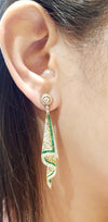 SJ1507 - Emerald with Diamond Earrings Set in 18 Karat Gold Settings