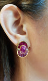 SJ1429 - Cabochon Ruby with Ruby and Diamond Earrings Set in 18 Karat Gold Settings