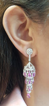 SJ1466 - Pink Sapphire with Diamond  Earrings Set in 18 Karat White Gold Settings