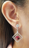SJ1260 - Rubellite with Diamond Earrings Set in 18 Karat White Gold Settings