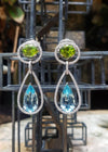 SJ1266 - Peridot, Aquamarine and Diamond Earrings Set in 18 Karat White Gold Settings
